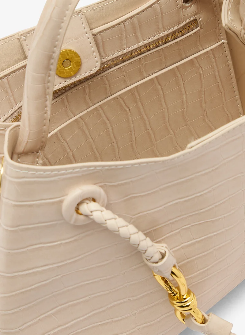 Ella White Textured Detailed Tote Bag for Women | Best Price UAE